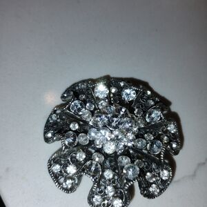 Elegant Silver Crystal Brooch